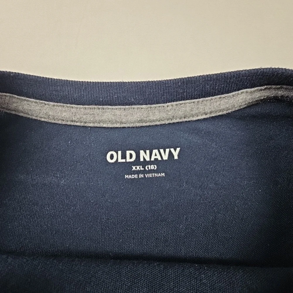 Old Navy T-shirt Boys XXL/18 Navy Blue Long Sleeve Basic Top Casual